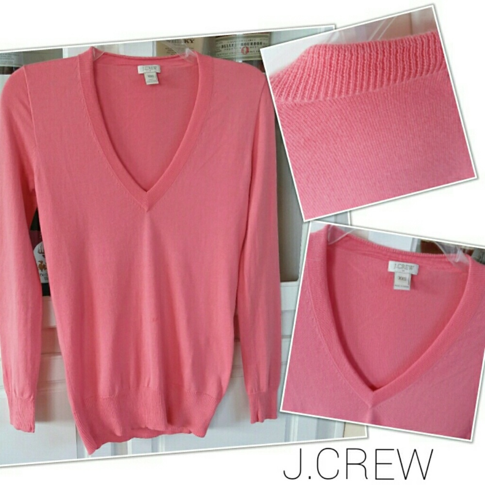 👕J.CREW XXS PINK COTTON V-NECK SWEATER